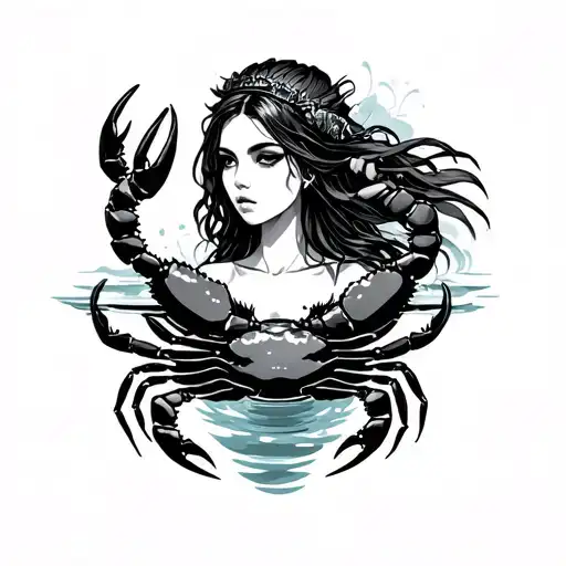 Female Water Bearer With A Crab And A Scorpion