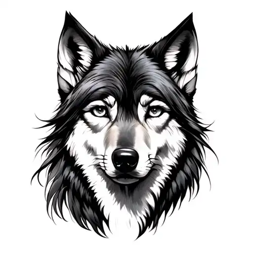 Half Wolf Half Girl Face