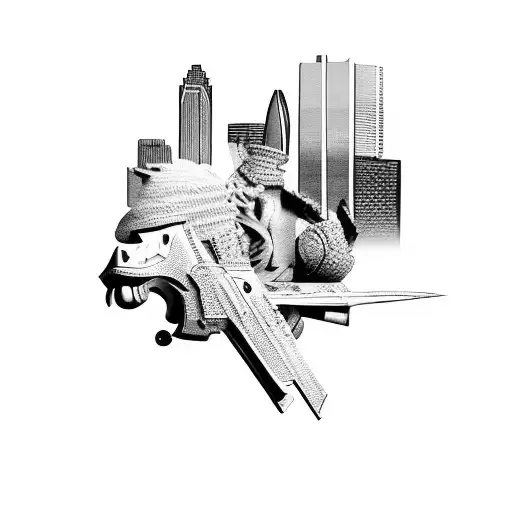 An African Art-inspired Design With A United States Marine Corps Symbol Over The Dallas Skyline