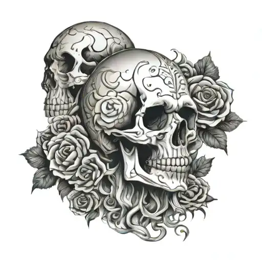 Skull Collage Tattoo Design