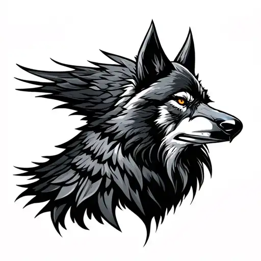 Viking With Raven And Wolf