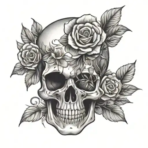 Feminine Skull With Flowers Wrapped