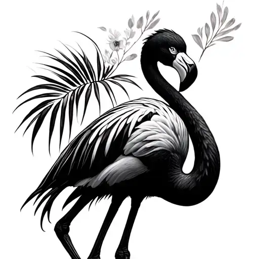 A Beautiful Black And White Flamingo Standing