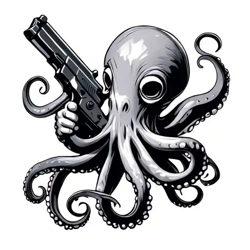 Octopus Holding Gun