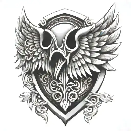 Wing 3D Intertwinded With Celtic Shield Engraved