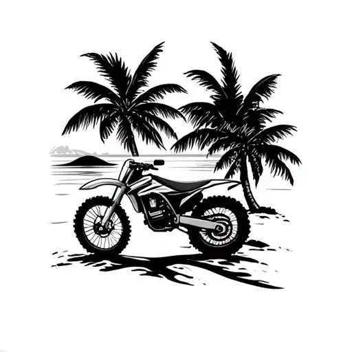 Dirtbike Beach Sunset Plam Trees