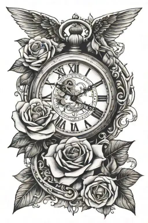 2005 Roman Numeral Dates With A Pocket Watch Surrounded By Roses