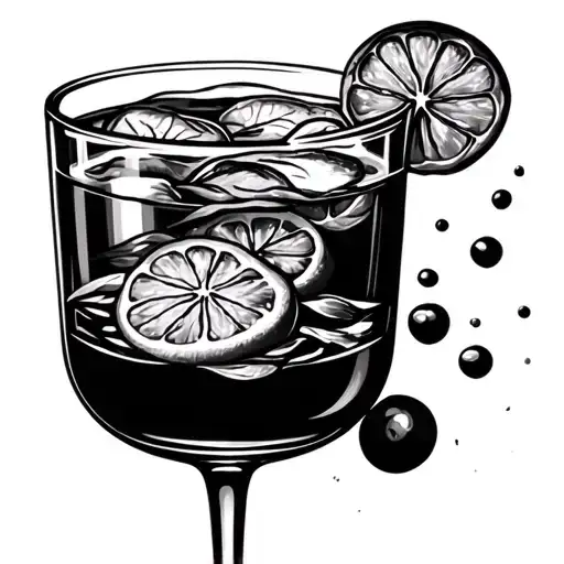 Whisky Sour Cocktail Glass Black And White Tiny