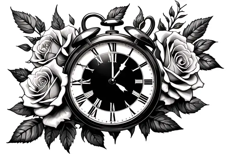Clock And Roses Wrapped