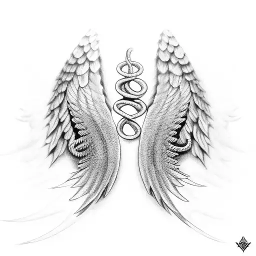 Angel Wings With Snakes Crossing
