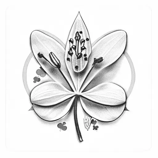 Poker Card Four Leaf Clover Lily Flower