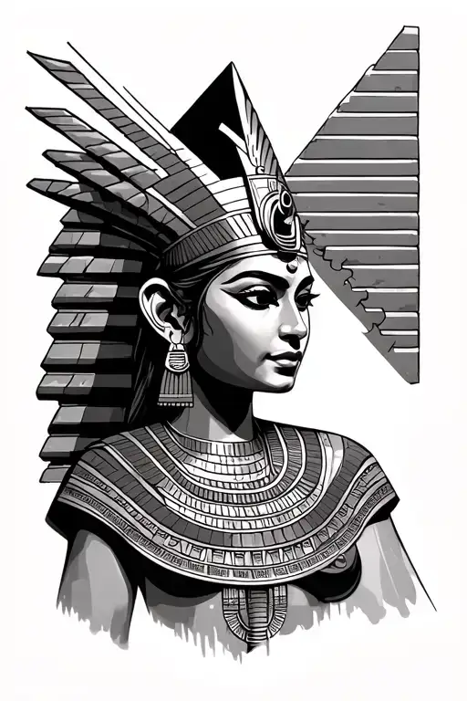 Egyptian Goddess With Pyramids Underneath