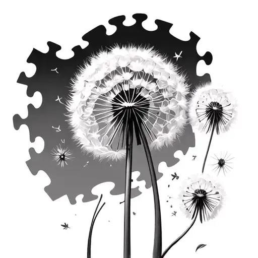 Dandelion Puzzle Pieces Flying Away
