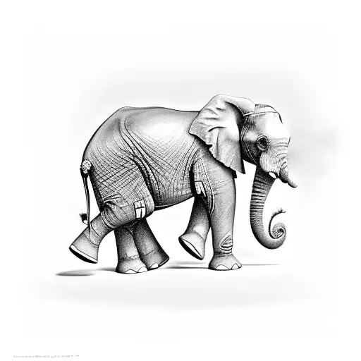 Mum And Baby Elephant With Butterfly Resting On Trump