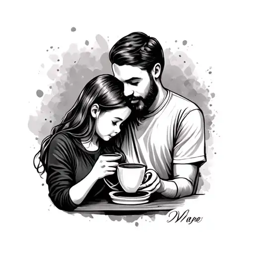 Father And Daughter Having Coffee