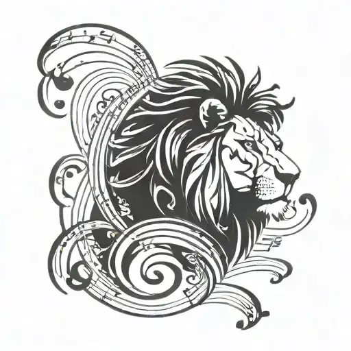 Lion Ab Stract Design With Musical Notes