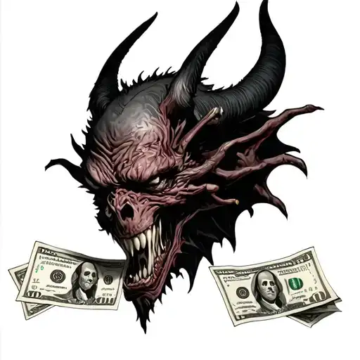 Demon Grabbing Bills