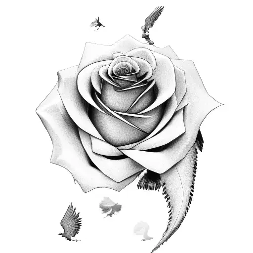 Rose With Hawks Flying