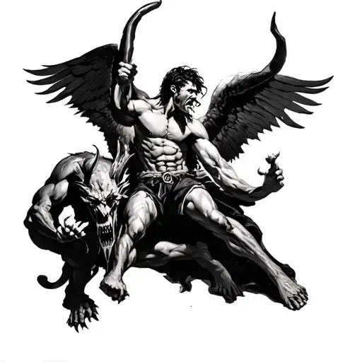 Arcangel Miguel Angel Fights With Satan