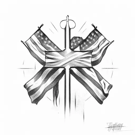 Cross With American Flag Background