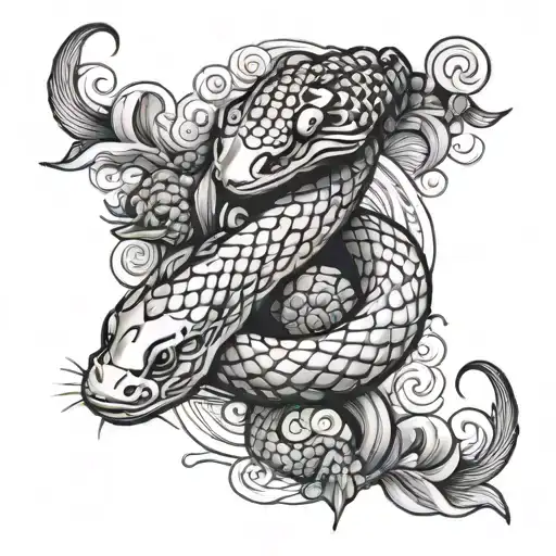 Snake And Koi Fish Yin