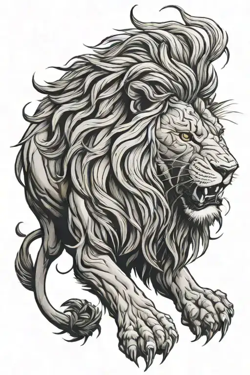 Lion Roaring Fiercely