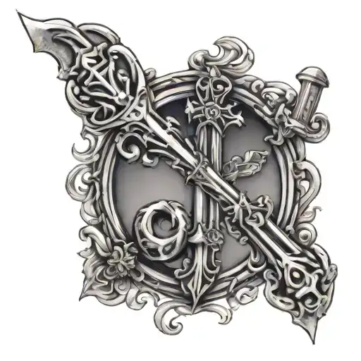 A Virgo Zodiac Sign Intertwined With A Holy Cross Design