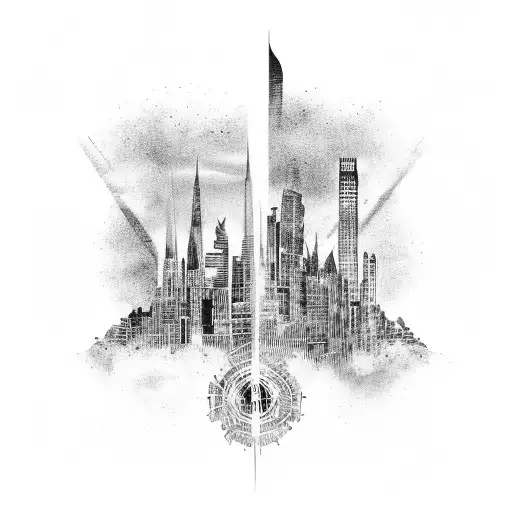 A Coldplay Album Cover Incorporated Into A City Skyline