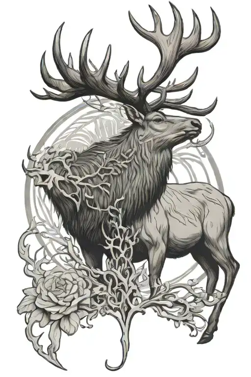 Elk Stag With Female Archee