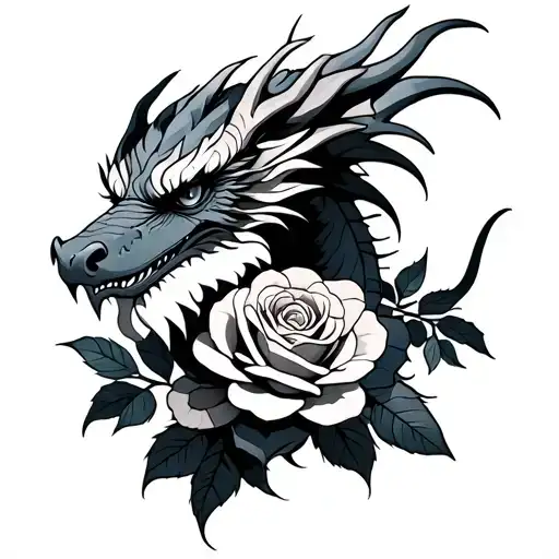 Dragon With Roses
