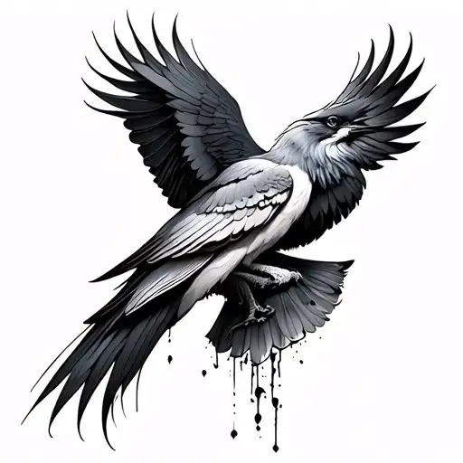 Full Back Tattoo Of The Body Of A Bird