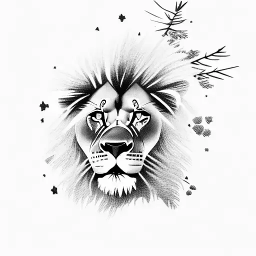 Pine Tree Forest With Lion