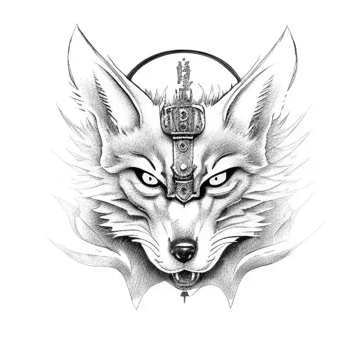 Kitsune Mask Black With Katana