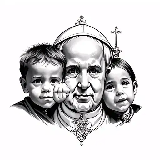 Pope Fists And 3 Children Face