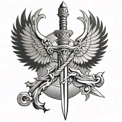 Sword With Halo On Top With Wings