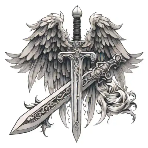 Long Sword With Halo On Top With Wings