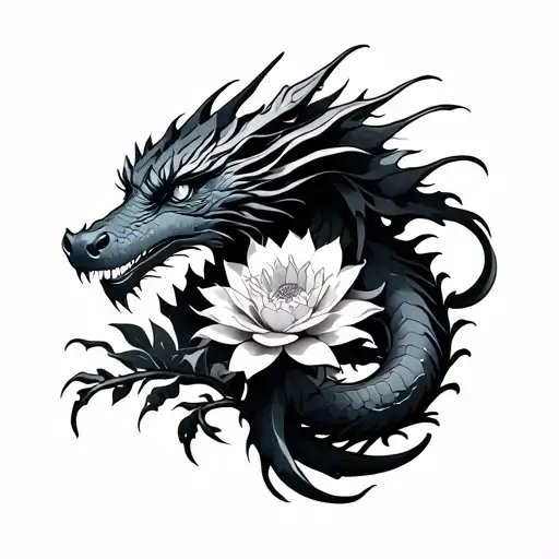 Dragon And Cerezo Flower