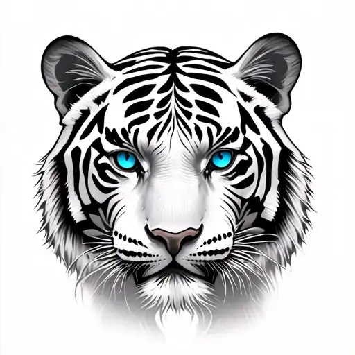 White Tiger With Light Blue Eyes