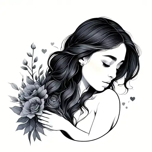 Minimalist Tatoo Woman Representing Maternal Love