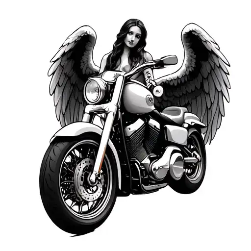 Front Of Motorcycle With Angel Wings