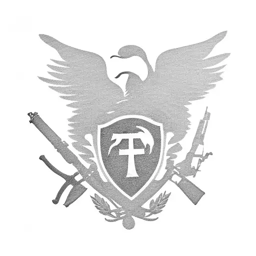 A Silhouette Of A Soldier Saluting With A Pow Mia Kia Flag In The Background Tattoo