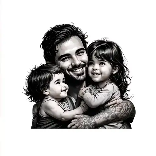 A Father And His 2 Children