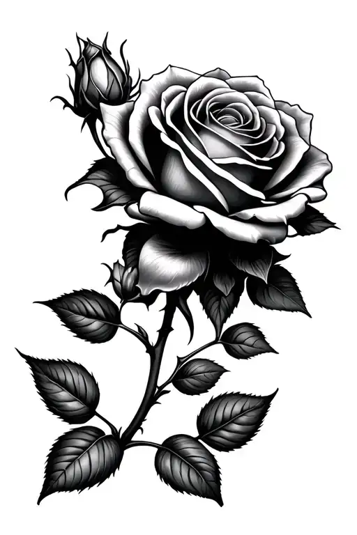 Rose And 2 Buds Growing