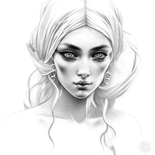 Black And White Gypsy Girl Face Side