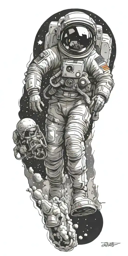 Space Themed Tattoo Without Astronaut