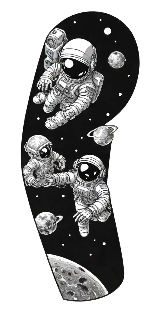 Space Themed Tattoo With No Astronaut