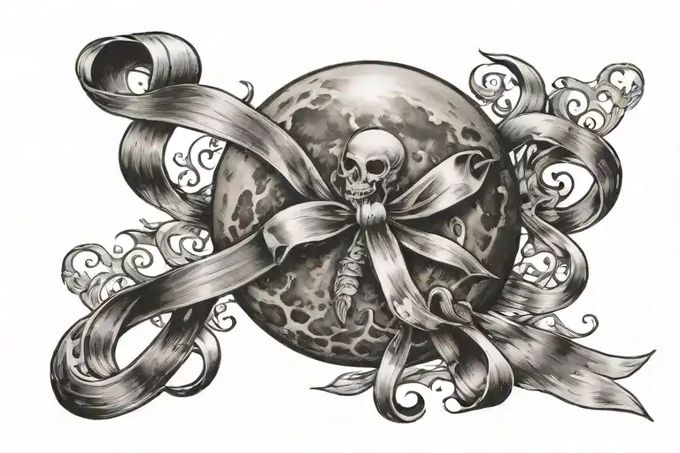 The Full Moon Is Shining On Cancer Ribbon