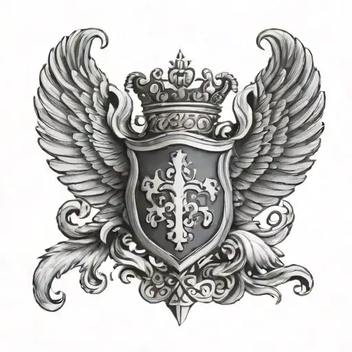 Whitehead Family Crest Heraldry Crown Wings