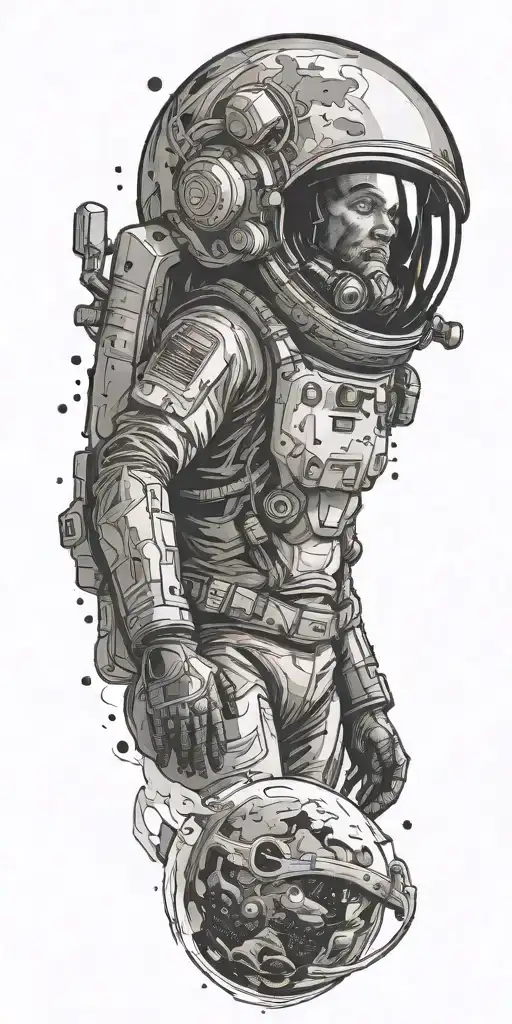 Just Space Themed Tattoo Without Helmet