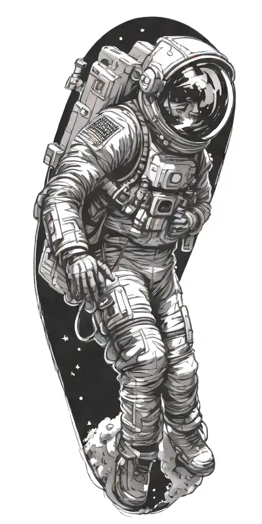 Space Themed Tattoo Without Helmet Or Astronaut